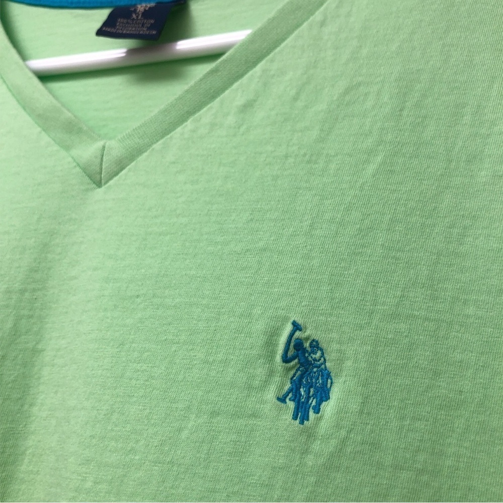 Preppy Mint Green Tee U.S. Polo Assoc. V-Neck Short Sleeved Lightweight XL - Picture 3 of 6